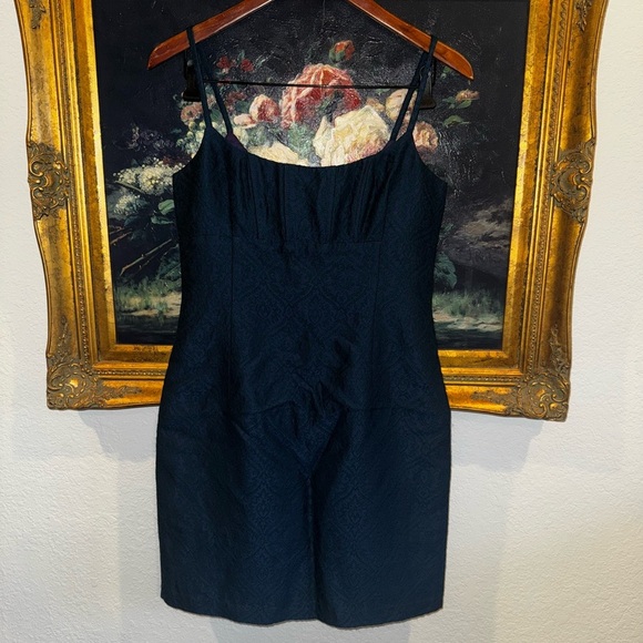 Nanette Lepore Green Blue Tapestry 90s Spaghetti Strap Mini Dress 6 Jewel Tone - Picture 3 of 9